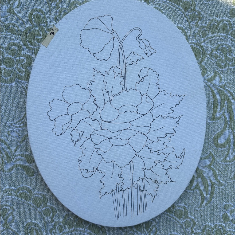 Floral Line Art Canvas - White
